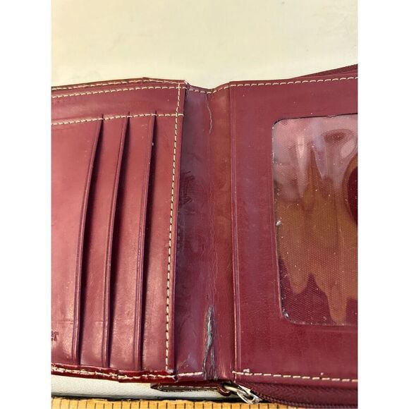 Aigner Etienne Wallet Eel Skin? Burgundy (Defect crack) 4.5x4" cardholder - Picture 7 of 12